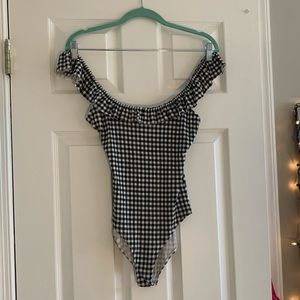 Forever 21 gingham off the shoulder bodysuit